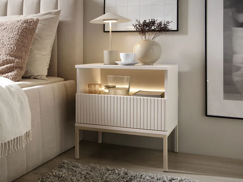 Tenorio Sängbord 54 cm - Beige - Möbler - Bord & matgrupp - Avlastningsbord & sidobord - Sängbord & nattduksbord