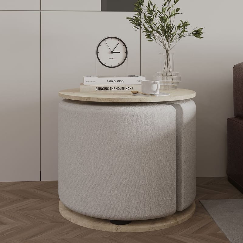 Torven Set med sidobord 43x47x43 cm - Travertin - Möbler - Bord & matgrupp - Avlastningsbord & sidobord - Brickbord & småbord
