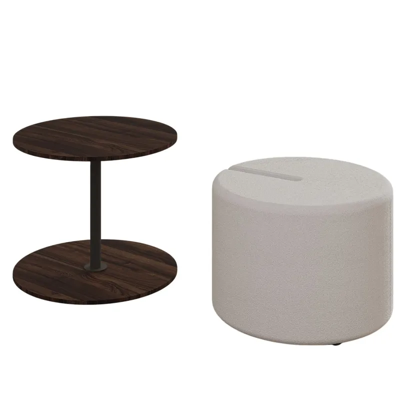 Torven Set med sidobord 43x47x43 cm, Valnöt