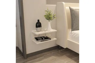 Torvic Vägghängt Sängbord 45 cm med Marmorutseende, Förvaring med Hylla - Vit - Möbler - Bord & matgrupp - Avlastningsbord & sidobord - Sängbord & nattduksbord