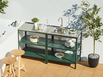 Trädgårdskök med vask Vilama - Grön - Utemöbler & utemiljö - Grill & utekök - Utekök - Kompletta utekök