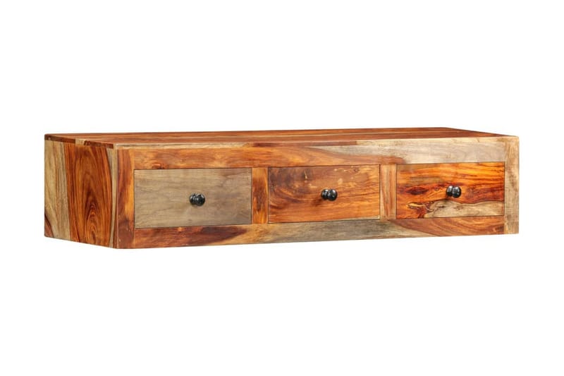 Väggmonterat avlastningsbord 100x25x20 cm massivt sheshamträ - Brun - Lampbord & sidobord - Brickbord & småbord