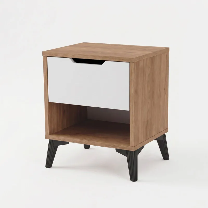 Valren Nattduksbord 44x52,2x34,4 cm, Ek och vit