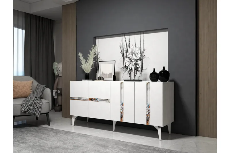 Vania Konsollbord 150 cm - Vit/Silver - Möbler - Bord & matgrupp - Avlastningsbord & sidobord - Konsolbord & hallbord