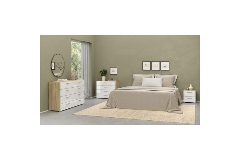 Vansu Sängbord 40 cm - Vit/Natur - Möbler - Bord & matgrupp - Avlastningsbord & sidobord - Sängbord & nattduksbord