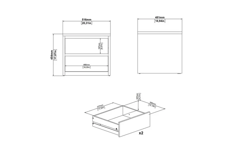 Varun Sängbord 52 cm - Vit - Möbler - Bord & matgrupp - Avlastningsbord & sidobord - Sängbord & nattduksbord