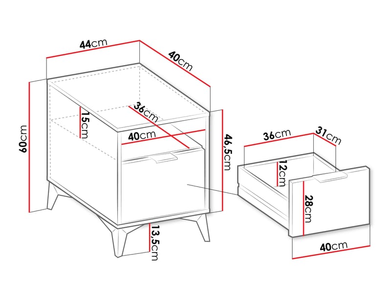 Vemdalen Sängbord 44 cm - brun - Möbler - Bord & matgrupp - Avlastningsbord & sidobord - Sängbord & nattduksbord