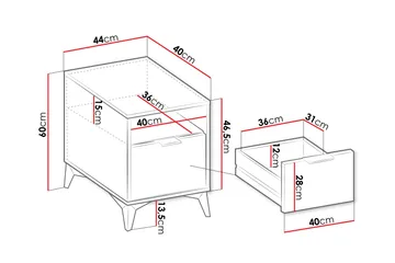 Vemdalen Sängbord 44 cm - Sand beige - Möbler - Bord & matgrupp - Avlastningsbord & sidobord - Sängbord & nattduksbord