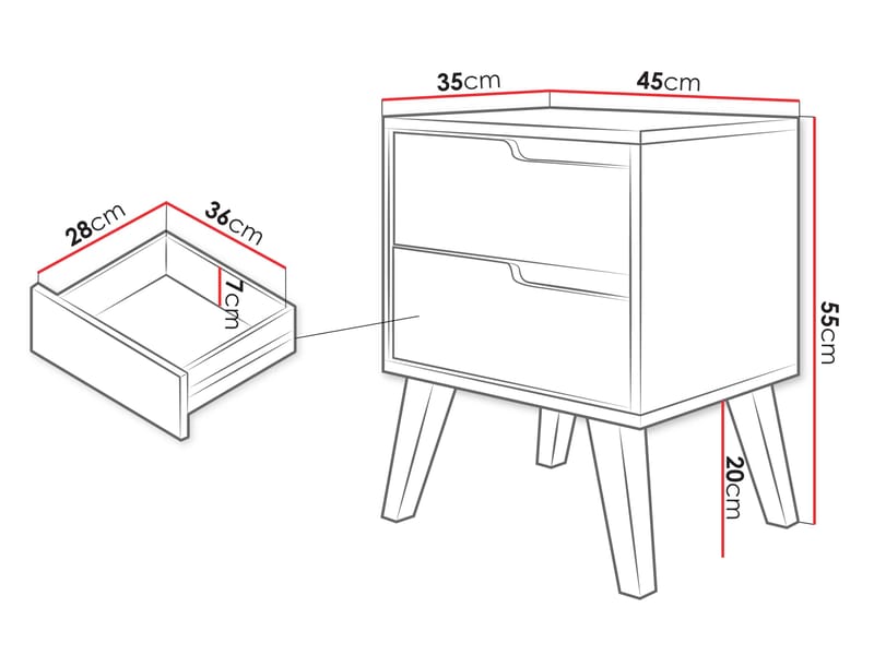 Virello Sängbord 45 cm - beige - Möbler - Bord & matgrupp - Avlastningsbord & sidobord - Sängbord & nattduksbord