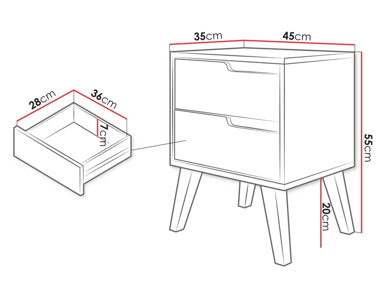 Virello Sängbord 45 cm - brun - Möbler - Bord & matgrupp - Avlastningsbord & sidobord - Sängbord & nattduksbord