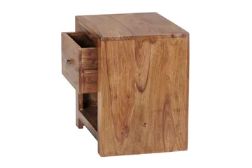 Wohnling Sängbord & Nattduksbord 40 cm i Massivt Sheeshamträ med Valnötsutseende, Förvaring med Låda och Hylla - Brun - Möbler - Bord & matgrupp - Avlastningsbord & sidobord - Sängbord & nattduksbord