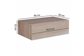 Wohnling Vägghängt Sängbord i Ekutseende med Låda 30 cm - Beige - Möbler - Bord & matgrupp - Avlastningsbord & sidobord - Sängbord & nattduksbord