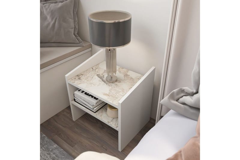 Zalric Sängbord 45 cm - Vit - Möbler - Bord & matgrupp - Avlastningsbord & sidobord - Sängbord & nattduksbord
