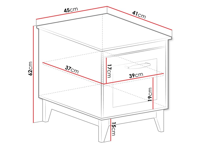 Zeylor Sängbord 45 cm - Möbler - Bord & matgrupp - Avlastningsbord & sidobord - Sängbord & nattduksbord