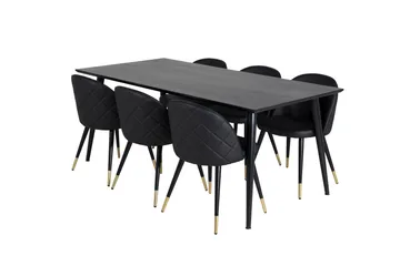 Balisa Matgrupp 180 cm inkl 6 Valera Stolar - Svart/Mässing - Möbler - Bord & matgrupp - Matgrupp