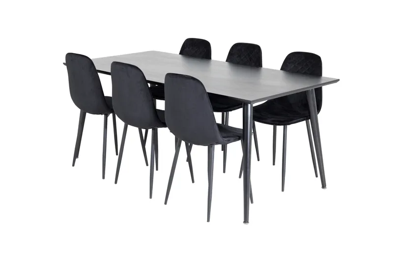 Balisa Matgrupp 180 cm inkl 6 Ypas Stolar, Svart