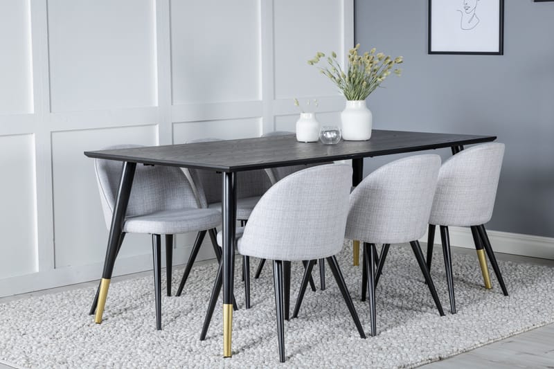 Balisa Matgrupp 180 cm Rektangulär med 6 Sedavi Stolar - Svart - Möbler - Bord & matgrupp - Matgrupp