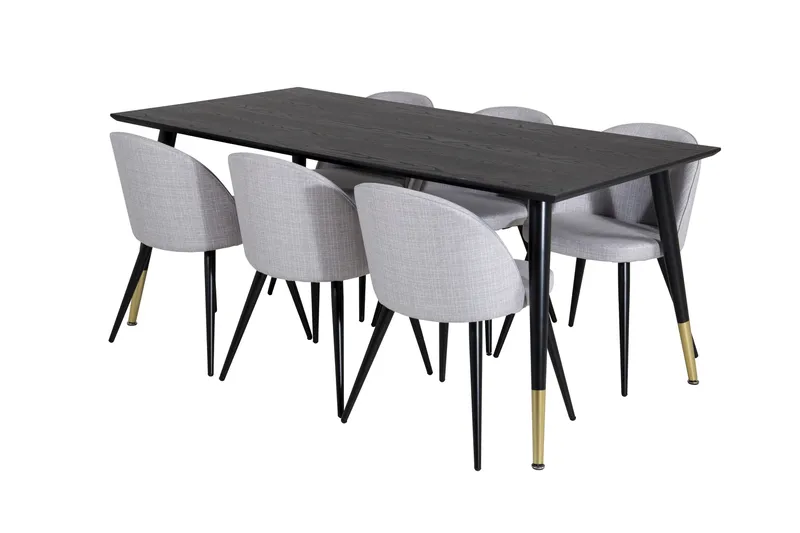 Balisa Matgrupp 180 cm Rektangulär med 6 Sedavi Stolar - Svart - Möbler - Bord & matgrupp - Matgrupp