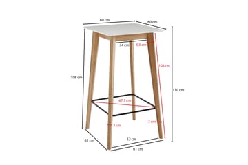 Barbord Clanton 60 cm - Vit/Natur - Möbler - Bord & matgrupp - Barbord & ståbord