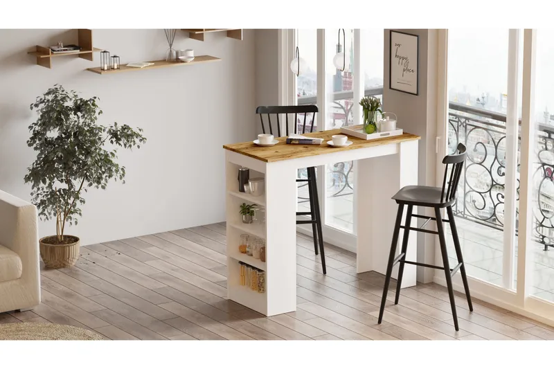 Zambasa Barbord 120 cm - Natur/Vit - Möbler - Bord & matgrupp - Barbord & ståbord