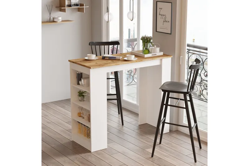 Zambasa Barbord 120 cm - Natur/Vit - Möbler - Bord & matgrupp - Barbord & ståbord