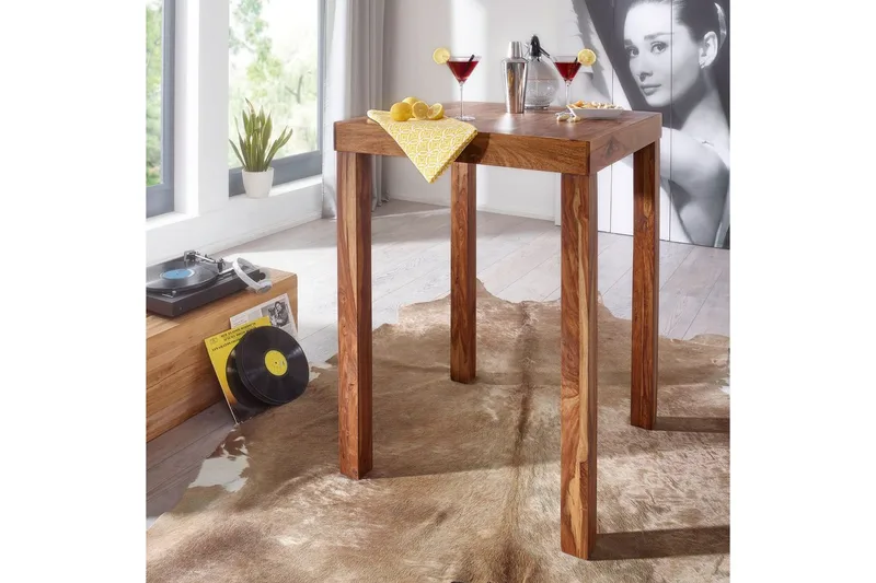 Barbord Wohnling Stabilt Massivt Trä Sheesham 80 x 80 x 110 cm - Möbler - Bord & matgrupp - Barbord & ståbord