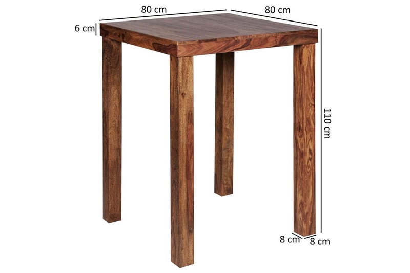Barbord Wohnling Stabilt Massivt Trä Sheesham 80 x 80 x 110 cm - Möbler - Bord & matgrupp - Barbord & ståbord