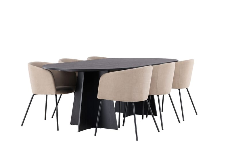 Bariso Matbord 230x115x75 cm Oval med 6 Berit Karmstol med Armstöd - Möbler - Bord & matgrupp - Matgrupp