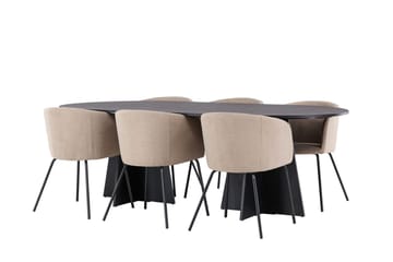 Bariso Matbord 230x115x75 cm Oval med 6 Berit Karmstol med Armstöd - Möbler - Bord & matgrupp - Matgrupp