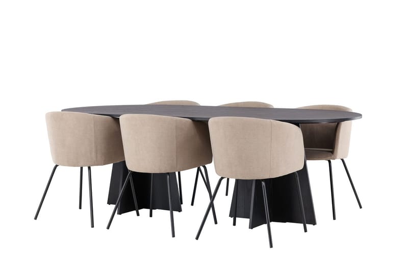 Bariso Matbord 230x115x75 cm Oval med 6 Berit Karmstol med Armstöd - Möbler - Bord & matgrupp - Matgrupp