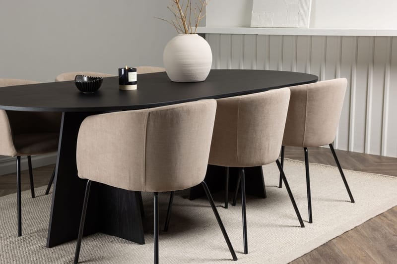 Bariso Matbord 230x115x75 cm Oval med 6 Berit Karmstol med Armstöd - Möbler - Bord & matgrupp - Matgrupp