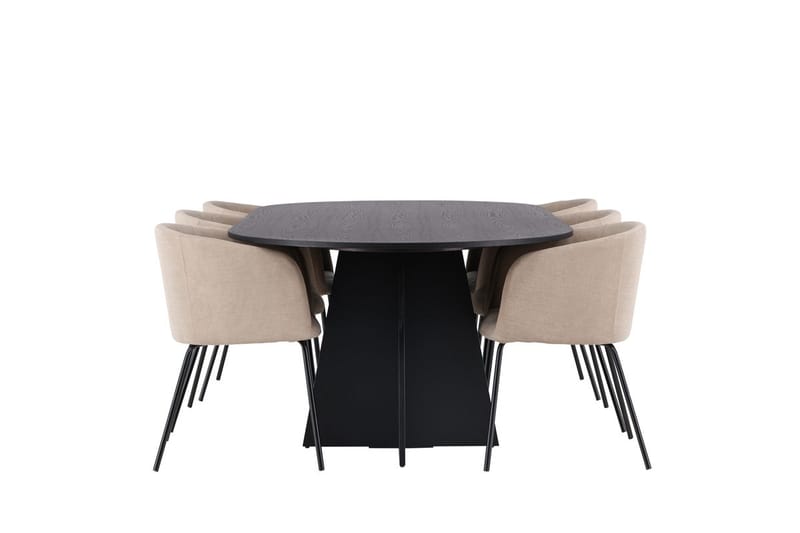 Bariso Matbord 230x115x75 cm Oval med 6 Berit Karmstol med Armstöd - Möbler - Bord & matgrupp - Matgrupp