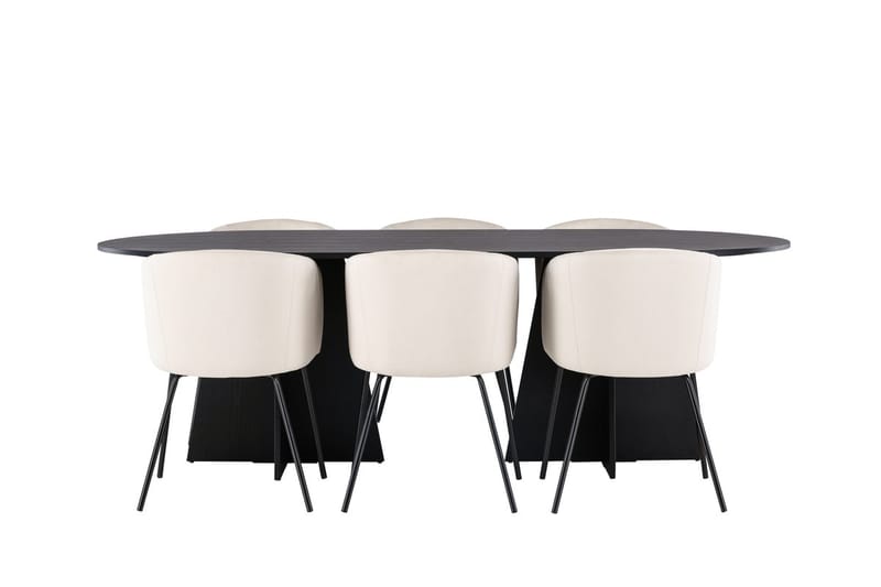Bariso Matbord 230x115x75 cm Oval med 6 Berit Karmstol Sammet med Armstöd - Möbler - Bord & matgrupp - Matgrupp