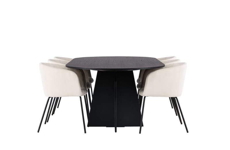 Bariso Matbord 230x115x75 cm Oval med 6 Berit Karmstol Sammet med Armstöd - Möbler - Bord & matgrupp - Matgrupp