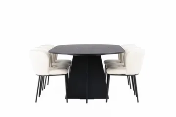 Bariso Matbord 230x115x75 cm Oval med 6 Edina Matstol - Möbler - Bord & matgrupp - Matgrupp