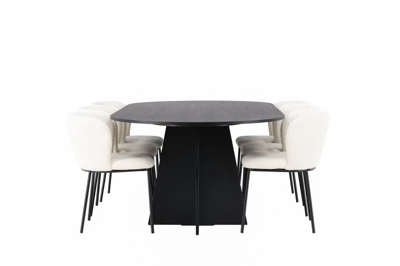 Bariso Matbord 230x115x75 cm Oval med 6 Edina Matstol - Möbler - Bord & matgrupp - Matgrupp