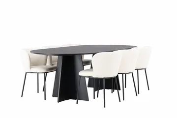 Bariso Matbord 230x115x75 cm Oval med 6 Edina Matstol - Möbler - Bord & matgrupp - Matgrupp