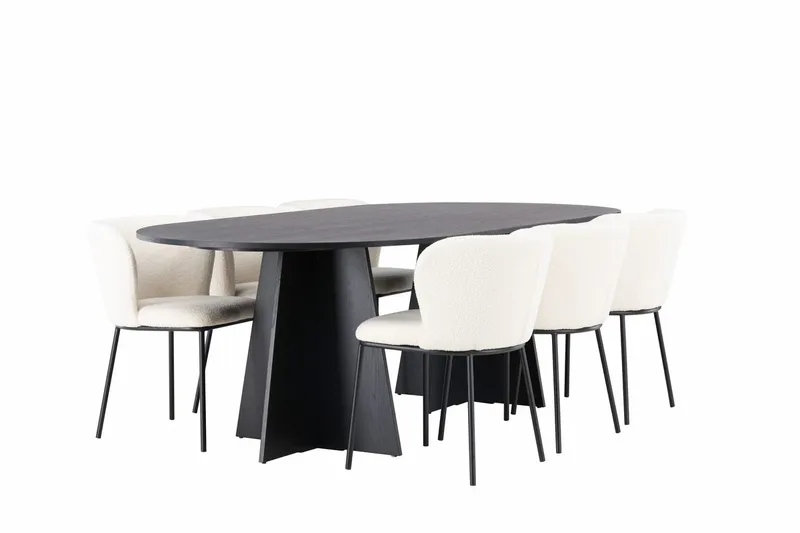 Bariso Matbord 230x115x75 cm Oval med 6 Edina Matstol - Möbler - Bord & matgrupp - Matgrupp