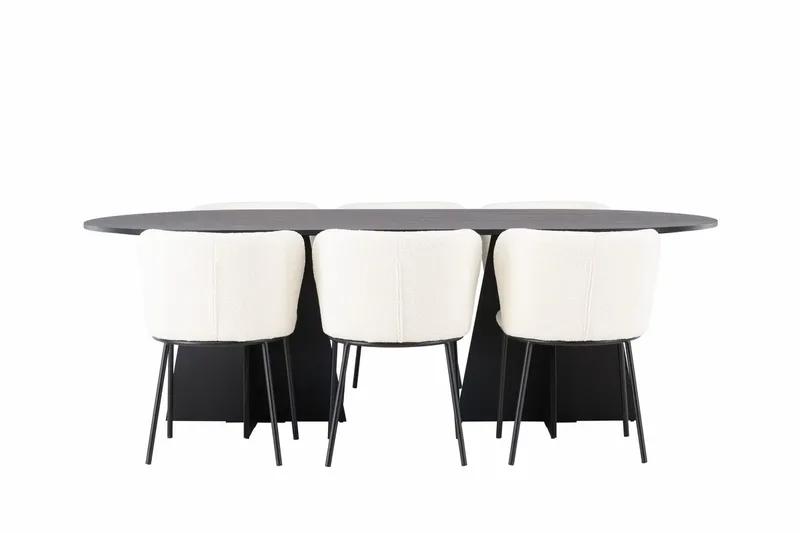 Bariso Matbord 230x115x75 cm Oval med 6 Edina Matstol - Möbler - Bord & matgrupp - Matgrupp