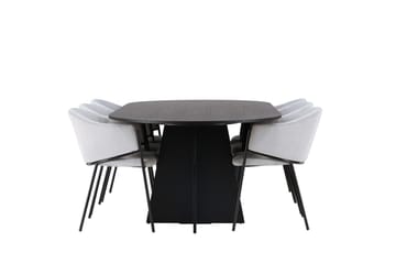 Bariso Matbord 230x115x75 cm Oval med 6 Evelina Karmstol - Möbler - Bord & matgrupp - Matgrupp