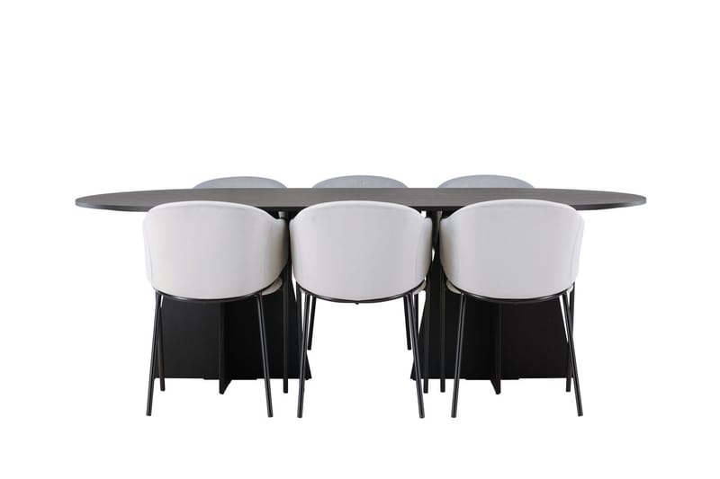Bariso Matbord 230x115x75 cm Oval med 6 Evelina Karmstol - Möbler - Bord & matgrupp - Matgrupp