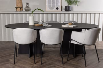 Bariso Matbord 230x115x75 cm Oval med 6 Evelina Karmstol - Möbler - Bord & matgrupp - Matgrupp