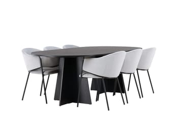 Bariso Matbord 230x115x75 cm Oval med 6 Evelina Karmstol - Möbler - Bord & matgrupp - Matgrupp