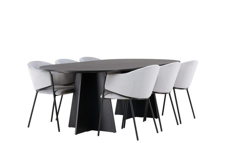 Bariso Matbord 230x115x75 cm Oval med 6 Evelina Karmstol - Möbler - Bord & matgrupp - Matgrupp