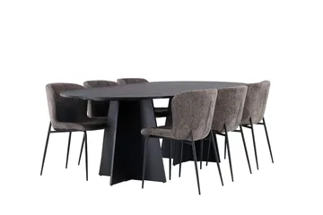Bariso Matbord 230x115x75 cm Oval med 6 Modesto Matstol - Möbler - Bord & matgrupp - Matgrupp