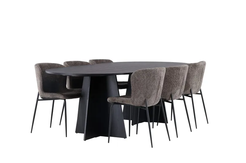 Bariso Matbord 230x115x75 cm Oval med 6 Modesto Matstol - Möbler - Bord & matgrupp - Matgrupp