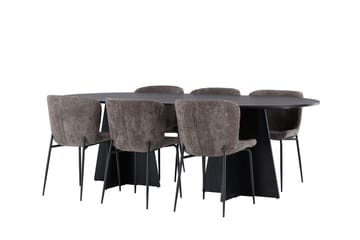 Bariso Matbord 230x115x75 cm Oval med 6 Modesto Matstol - Möbler - Bord & matgrupp - Matgrupp