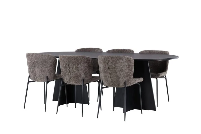 Bariso Matbord 230x115x75 cm Oval med 6 Modesto Matstol