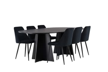 Bariso Matbord 230x115x75 cm Oval med 6 Night Matstol - Möbler - Bord & matgrupp - Matgrupp