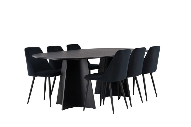 Bariso Matbord 230x115x75 cm Oval med 6 Night Matstol - Möbler - Bord & matgrupp - Matgrupp
